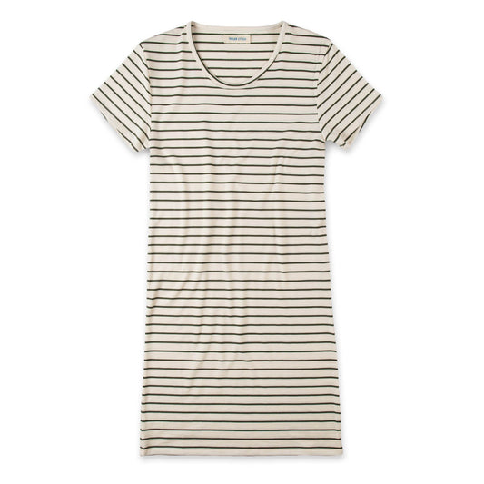 The Sausalito Dress in Forest Stripe Mercerized Merino