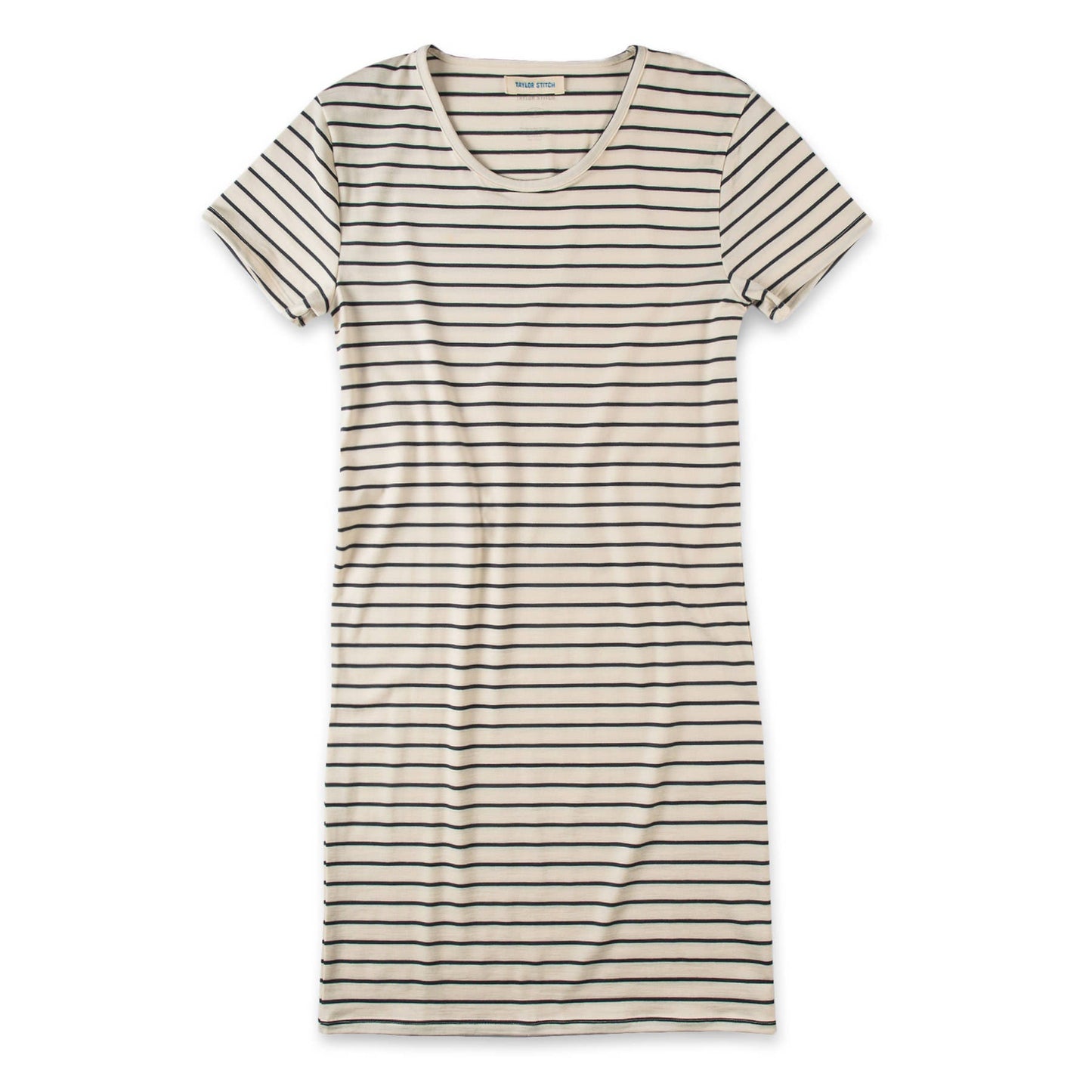 The Sausalito Dress in Navy Stripe Mercerized Merino