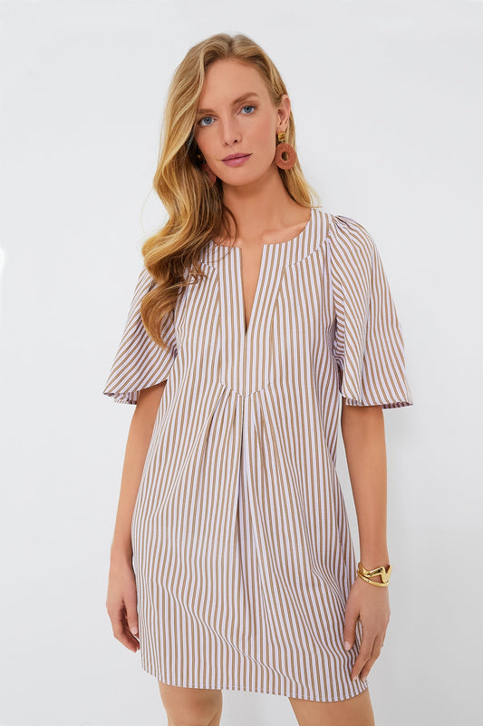 Lilac Stripe Finley Flutter Sleeve Dress