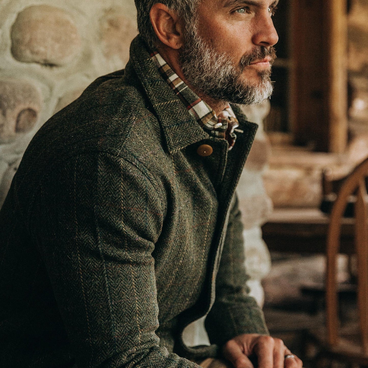 The Ojai Jacket in Olive Tweed Herringbone