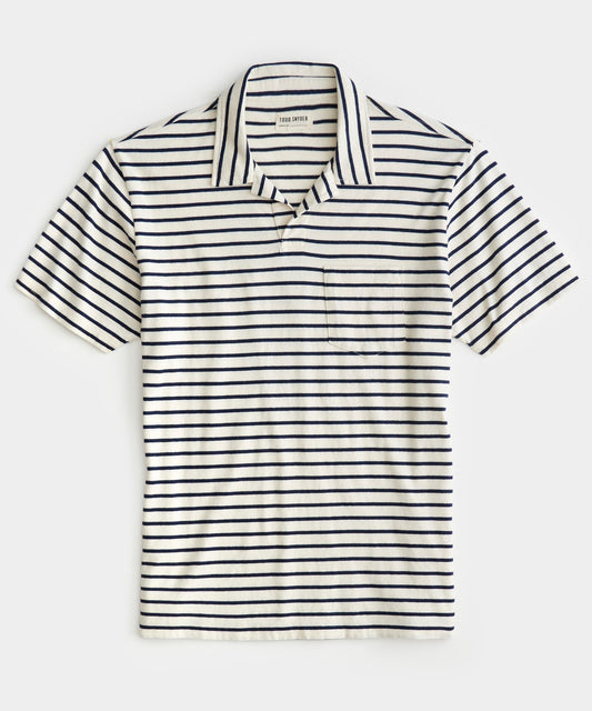 Japanese Nautical Stripe Polo in White