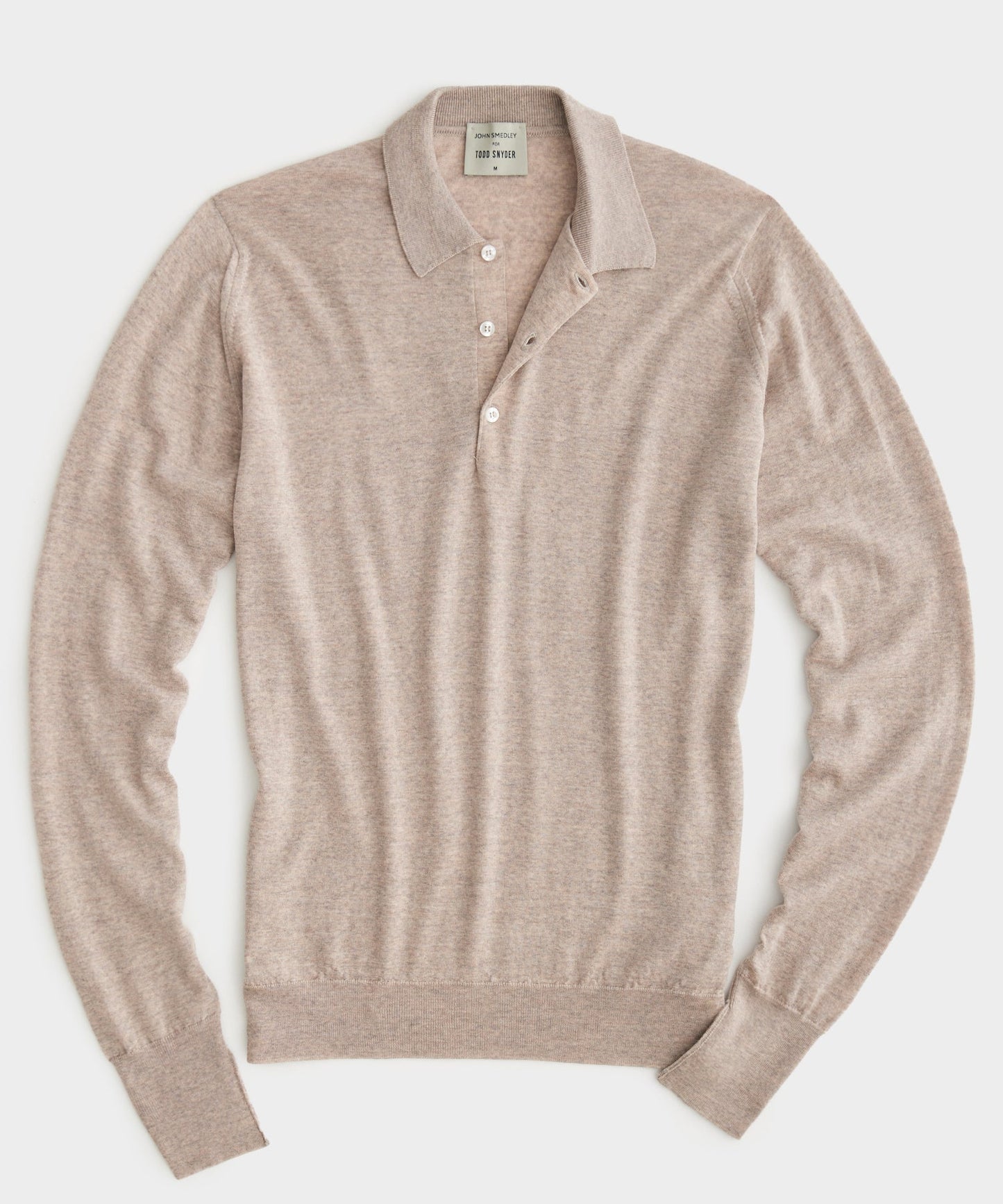 John Smedley x Todd Snyder Long Sleeve Polo in Soft Fawn