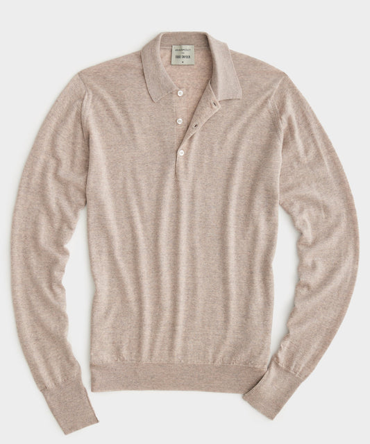 John Smedley x Todd Snyder Long Sleeve Polo in Soft Fawn