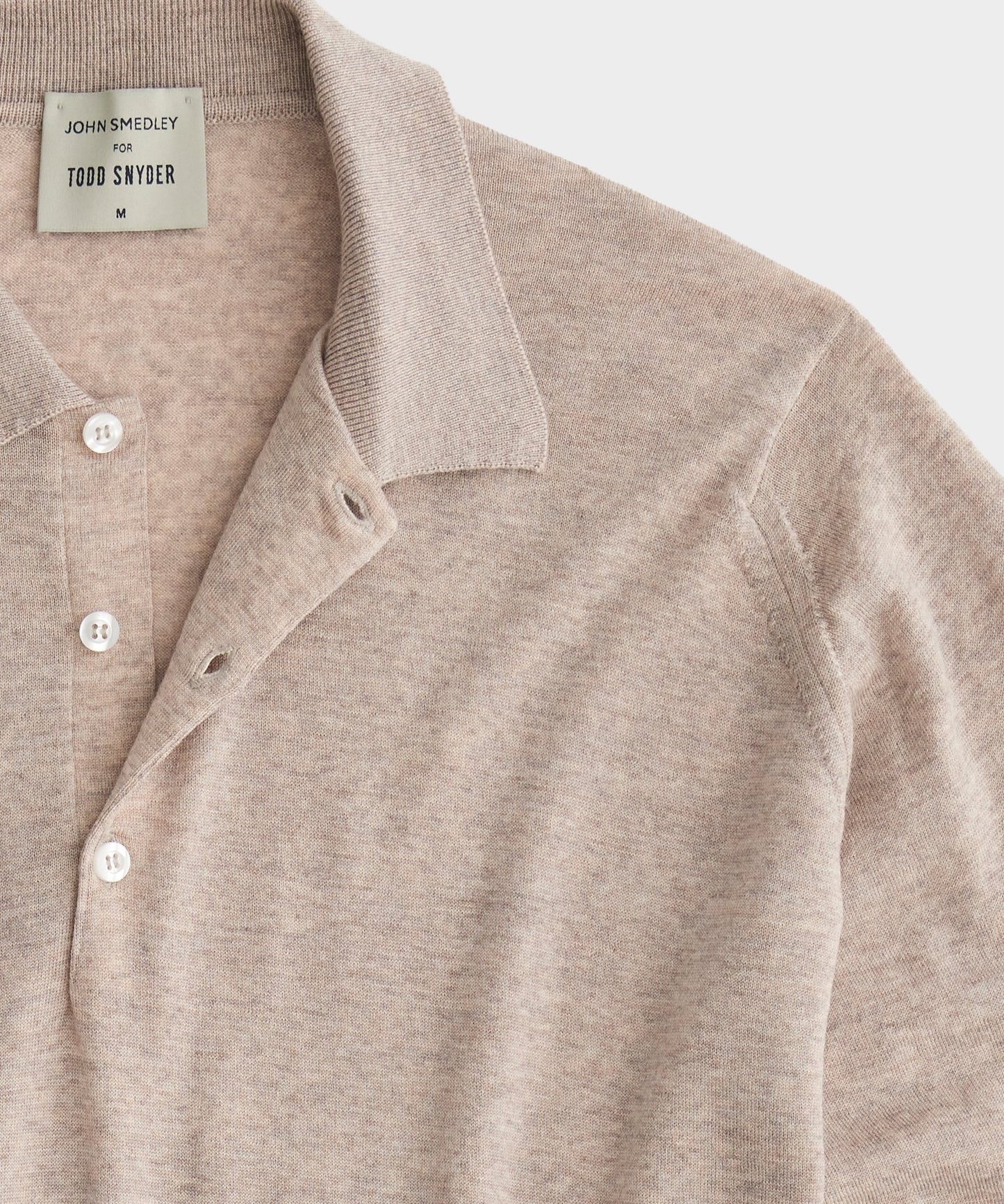 John Smedley x Todd Snyder Long Sleeve Polo in Soft Fawn
