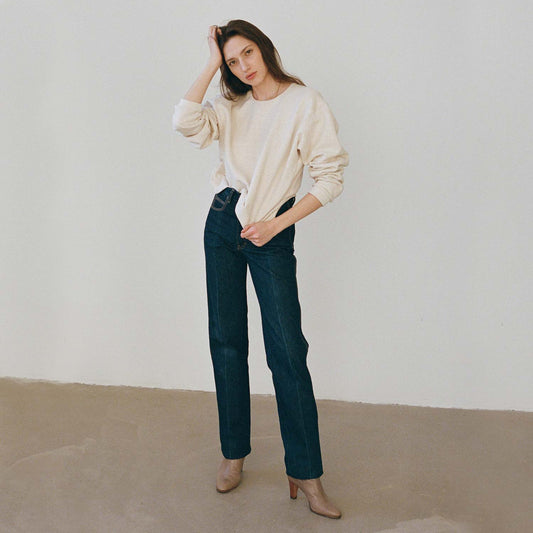 The Crop Sweatshirt Cream Herringbone