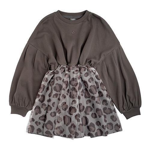 Tocoto Vintage Fleece Dress with Animal Print Tul