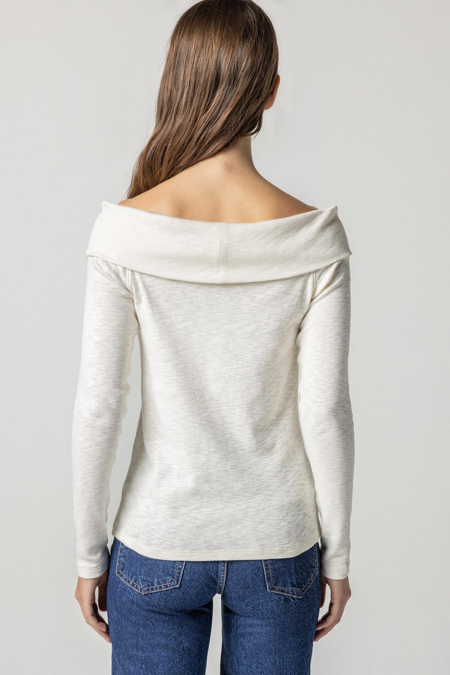 Long Sleeve Off the Shoulder Top in Winter White