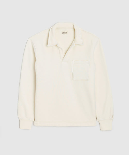 Made in L.A. Fleece Polo in Coastal White