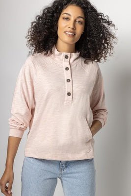 Mock Neck Henley Top - Lush Lemon - Women's Clothing - Lilla P - 10632