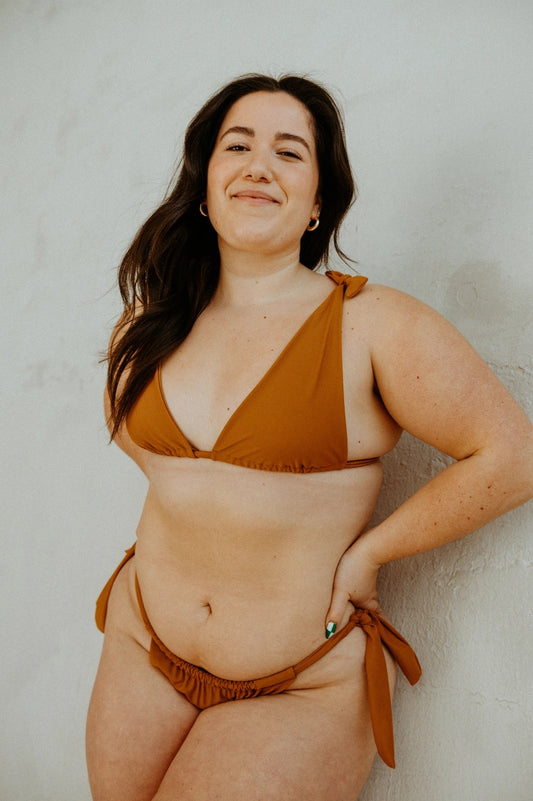 Nikki Recycled Tie Swim Top Swim Tops Mary Young XS Cinnamon