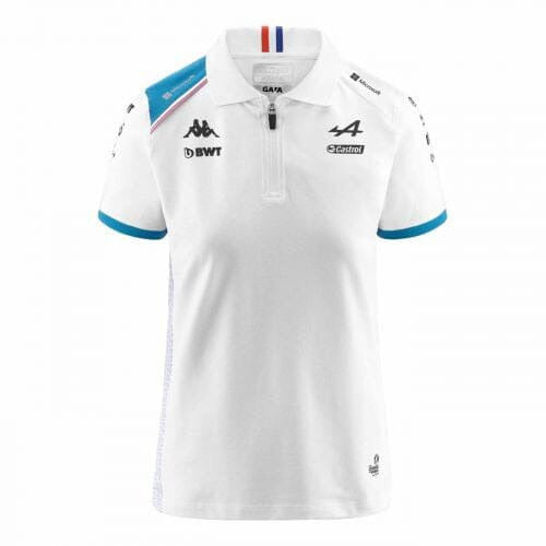 Alpine Racing F1 2023 Women's Team Polo Shirt- Black/White/Blue Polos Alpine XS White