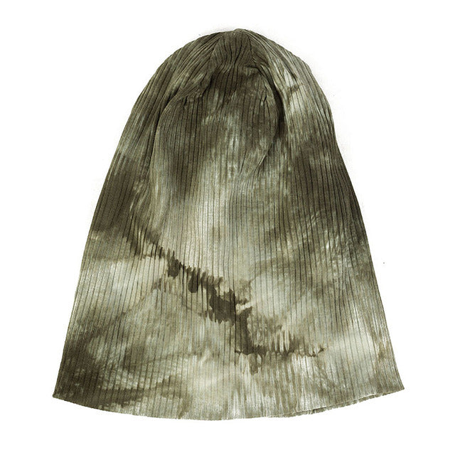 Winter Casual Cotton Ribbed Tie Dye Beanie Hat