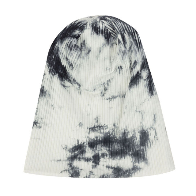 Winter Casual Cotton Ribbed Tie Dye Beanie Hat