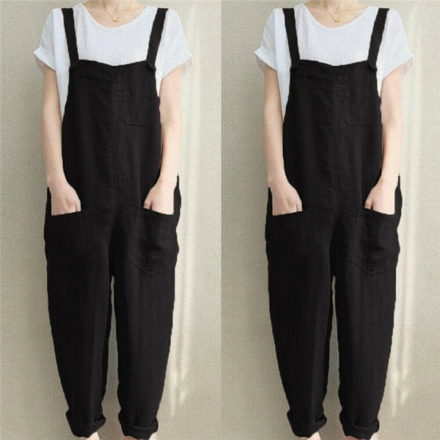 Casual Pocket Sleeveless Rompers