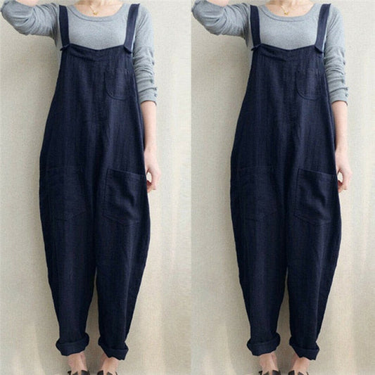 Casual Pocket Sleeveless Rompers