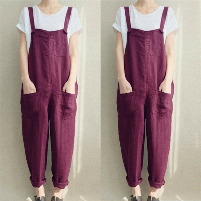 Casual Pocket Sleeveless Rompers