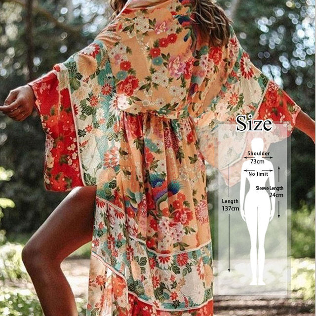 Bohemian Printed Kimono Wrap Dress