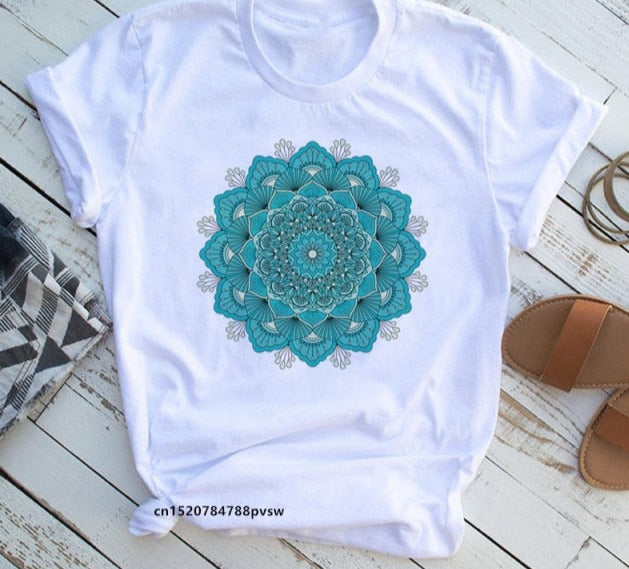 Mandala Flowers 90s Printed Funny Tshirt
