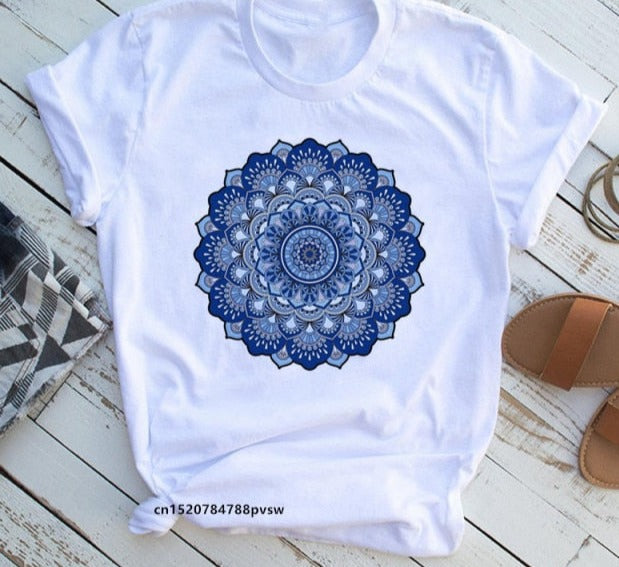 Mandala Flowers 90s Printed Funny Tshirt