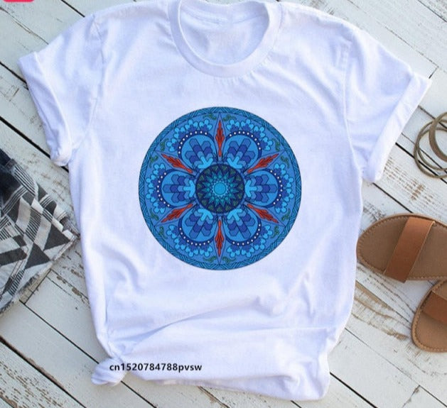 Mandala Flowers 90s Printed Funny Tshirt