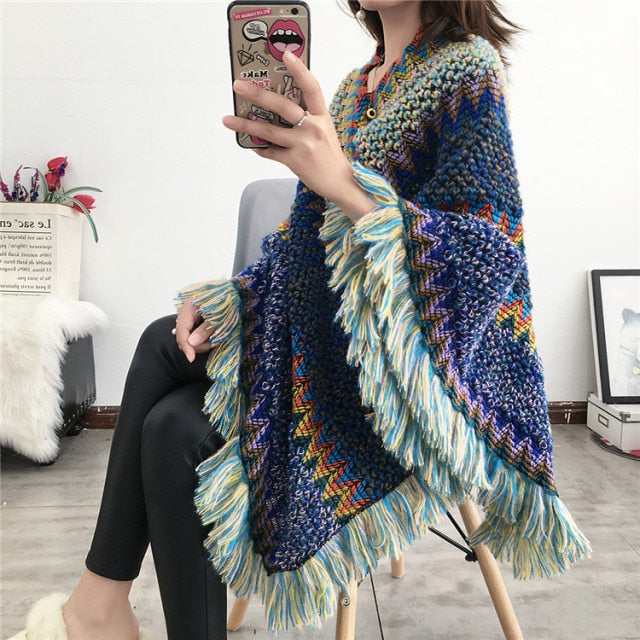 knitted Pullover Cloak - Ishka