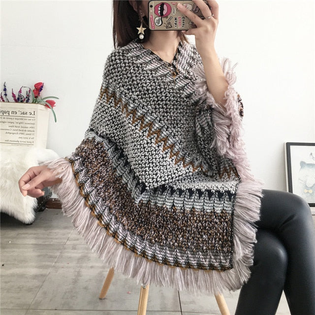 knitted Pullover Cloak - Ishka