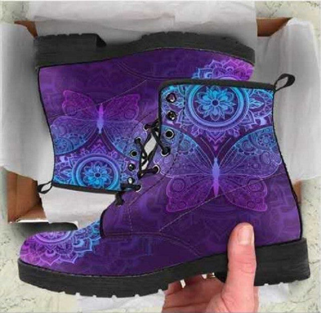 Digital Print Skull Pattern PU Boots