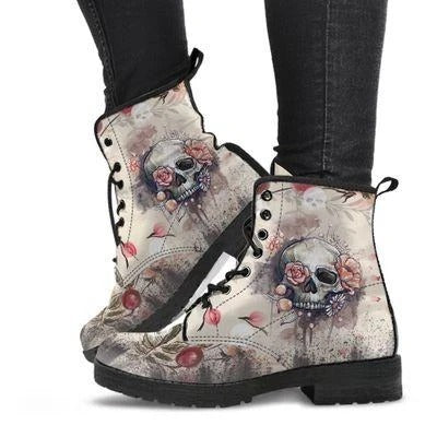 Digital Print Skull Pattern PU Boots
