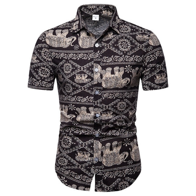 African Ethnic Print Hawaiian Shirts
