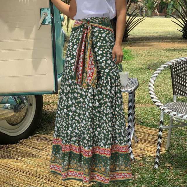 Bohemian Floral High-Waisted Maxi Skirt