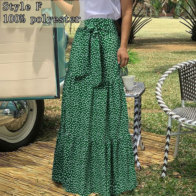 Bohemian Floral High-Waisted Maxi Skirt