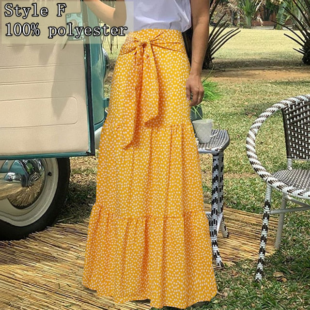 Bohemian Floral High-Waisted Maxi Skirt