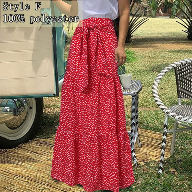 Bohemian Floral High-Waisted Maxi Skirt