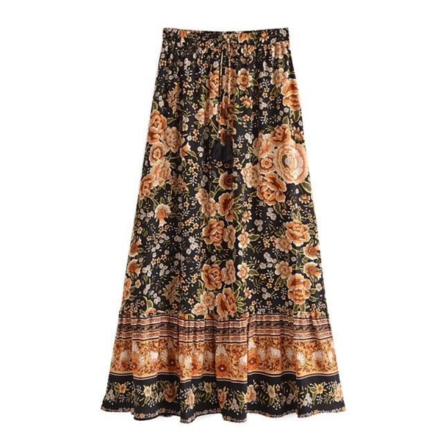 Floral Print Long Skirt