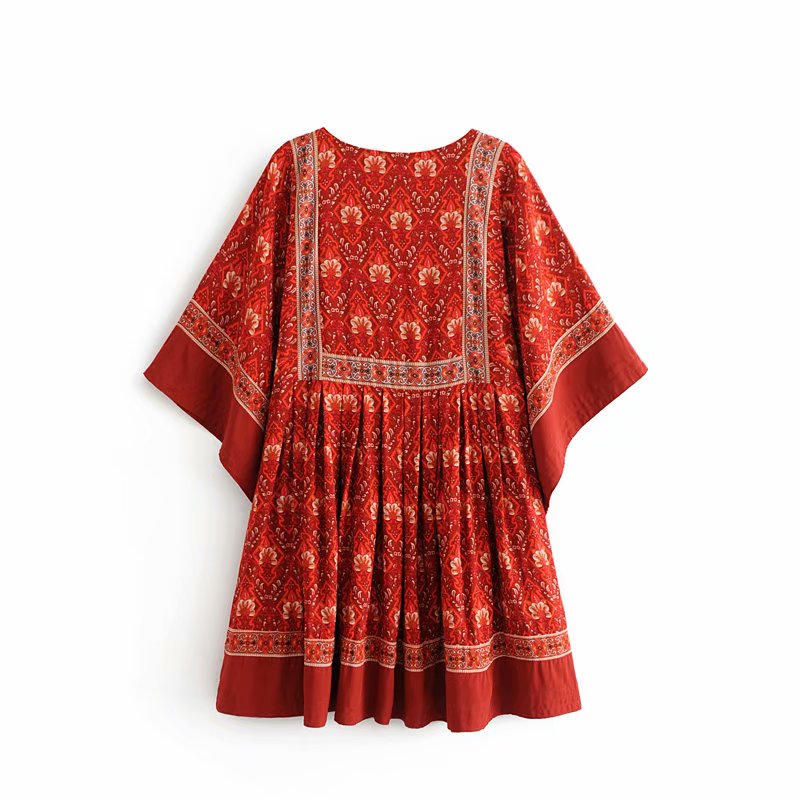 Vintage Chic O-neck Loose Cotton Mini Dress