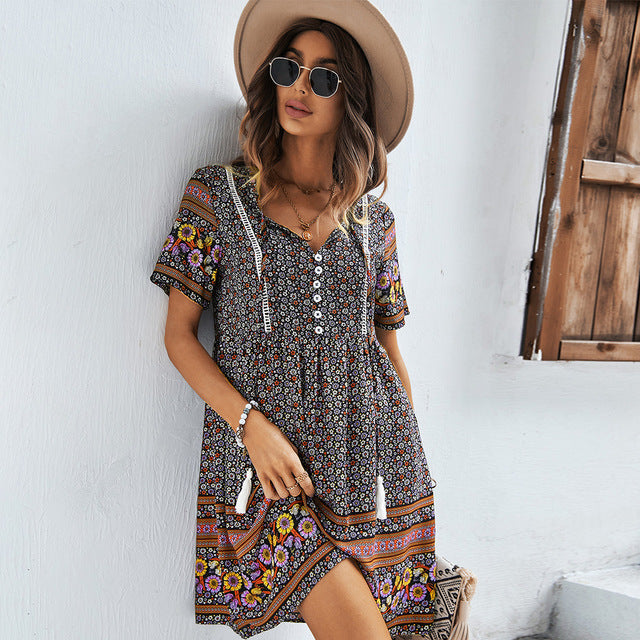 V-neck Summer Dress - Ishka
