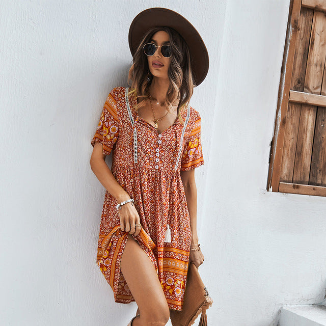 V-neck Summer Dress - Ishka