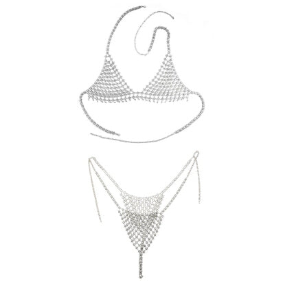 Women Tassel Metal Mesh Chain Summer Bikini