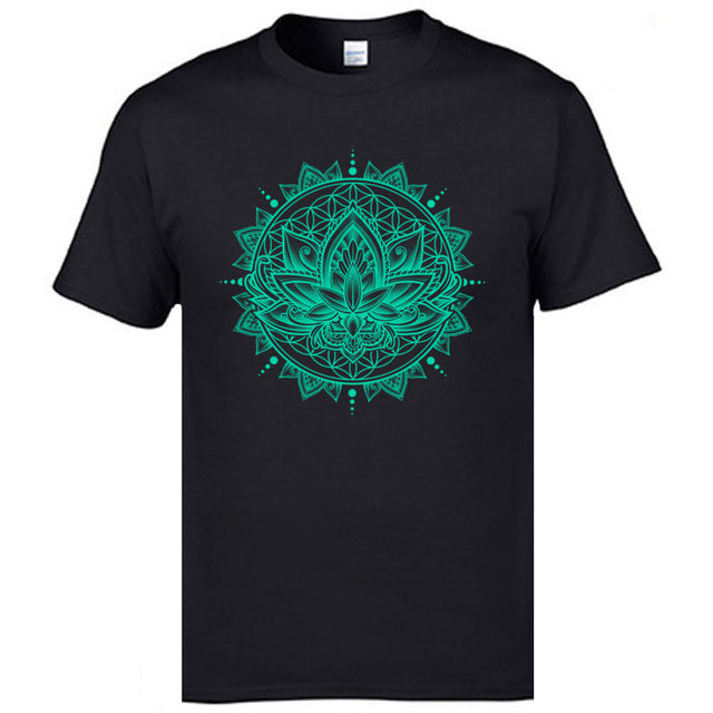 Casual Lotus Mandala Flower OM ZEN Mens T-Shirt