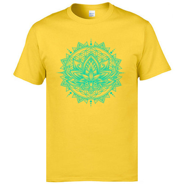Casual Lotus Mandala Flower OM ZEN Mens T-Shirt