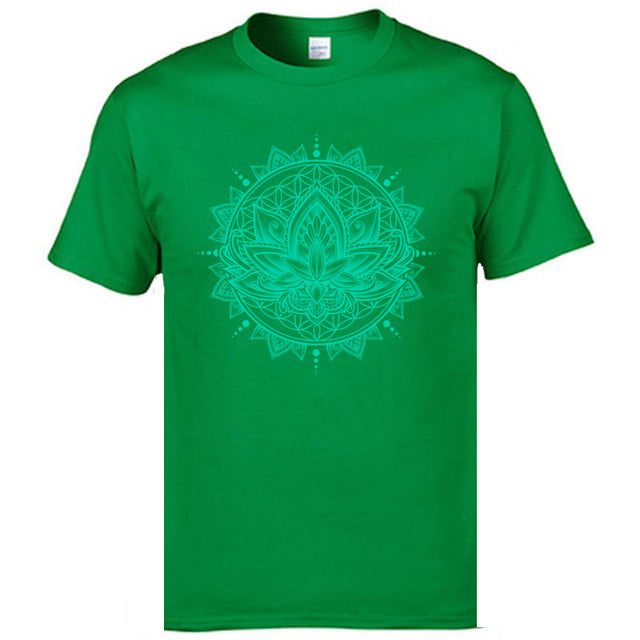 Casual Lotus Mandala Flower OM ZEN Mens T-Shirt