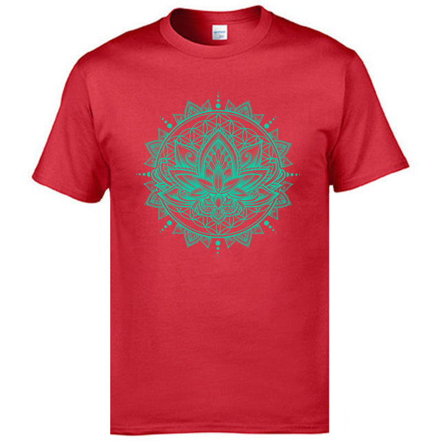 Casual Lotus Mandala Flower OM ZEN Mens T-Shirt