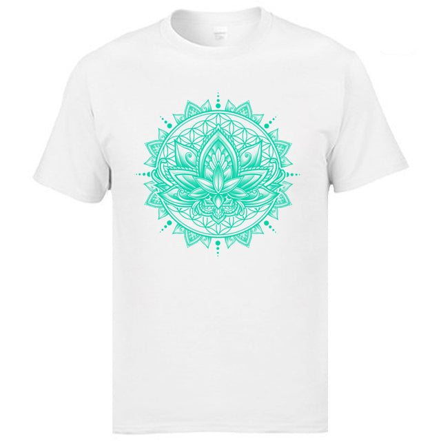 Casual Lotus Mandala Flower OM ZEN Mens T-Shirt