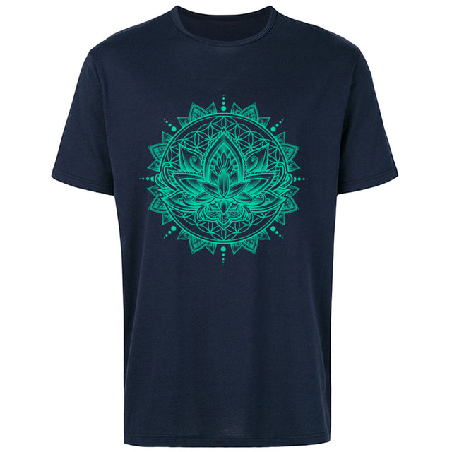 Casual Lotus Mandala Flower OM ZEN Mens T-Shirt