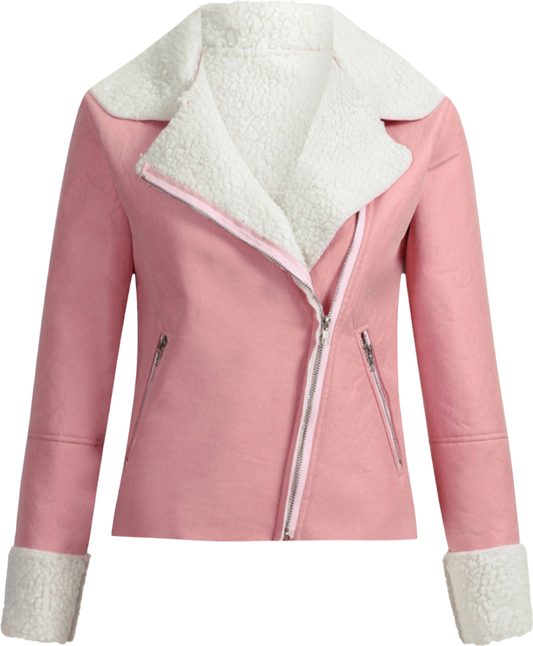 Lapel Fur Biker Jacket