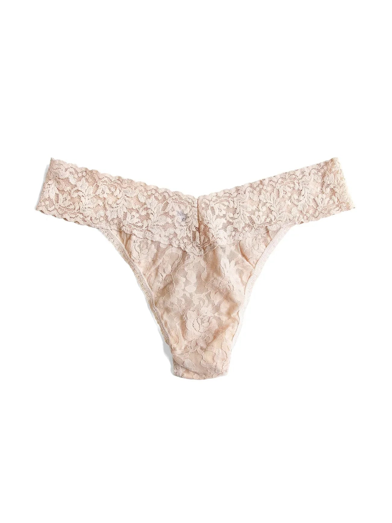 Signature Lace Original Thong in Chai