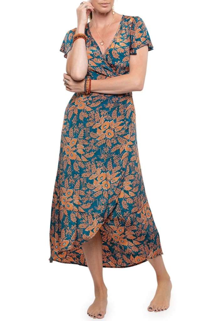 Spring Flower Wrap Dress