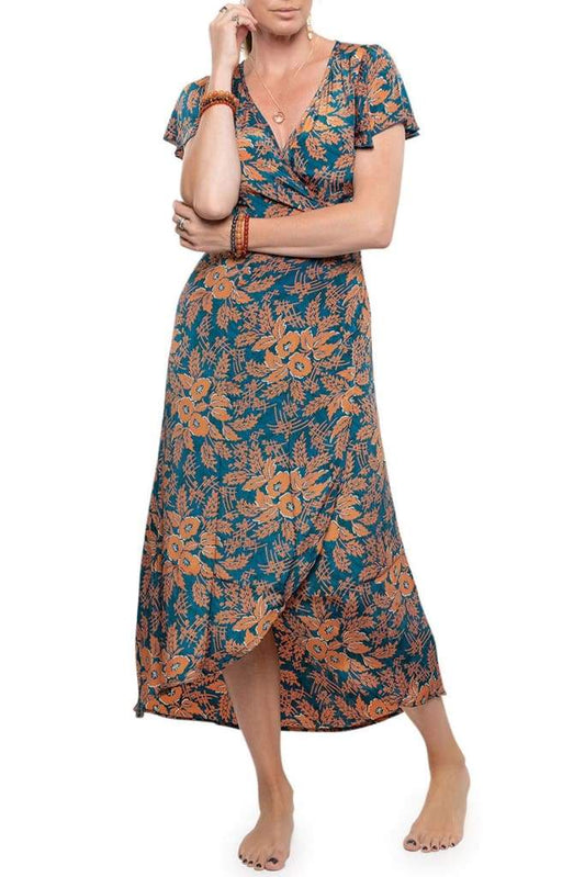 Spring Flower Wrap Dress