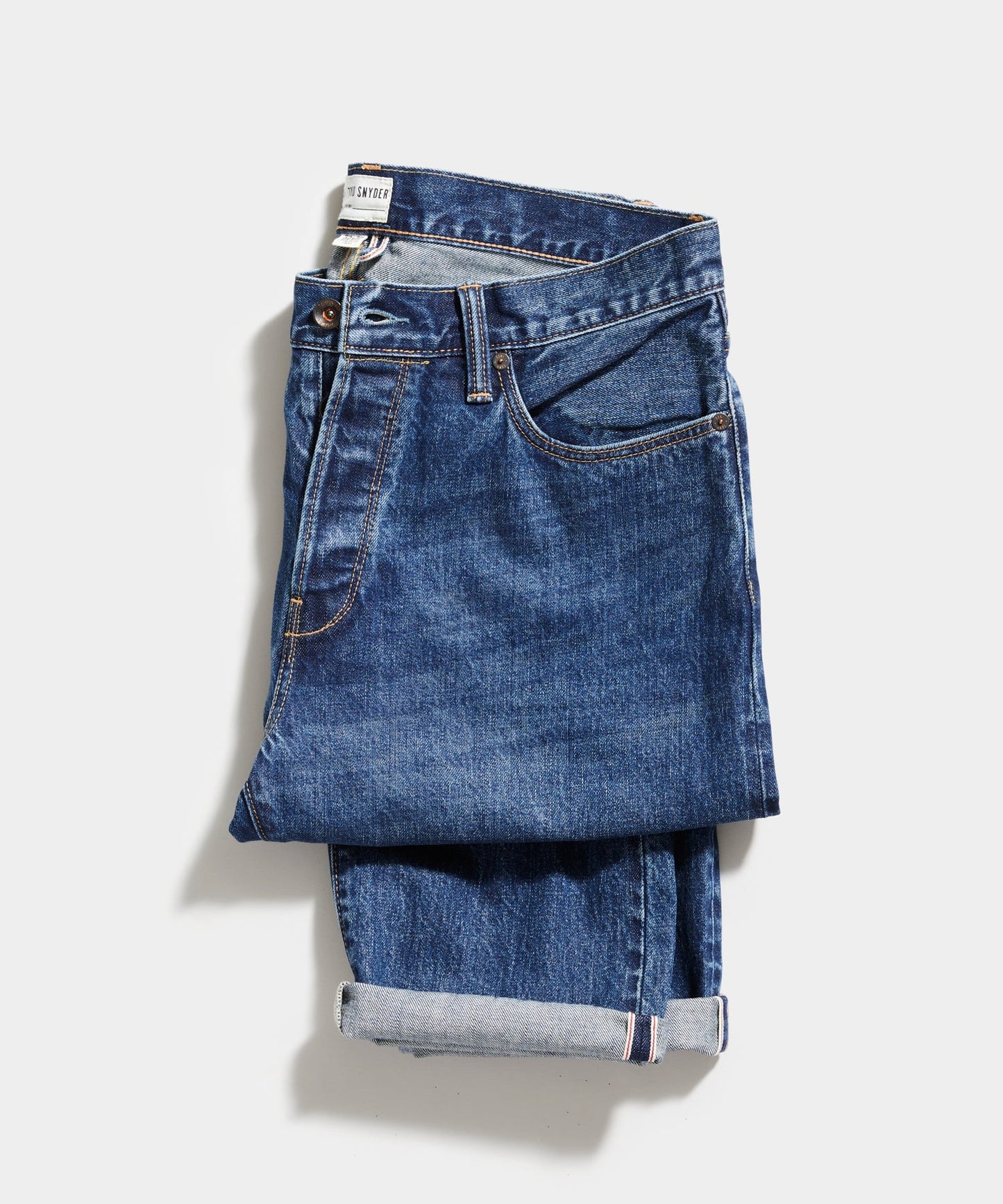 Straight Fit Selvedge Jean in Mid-Blue Wash