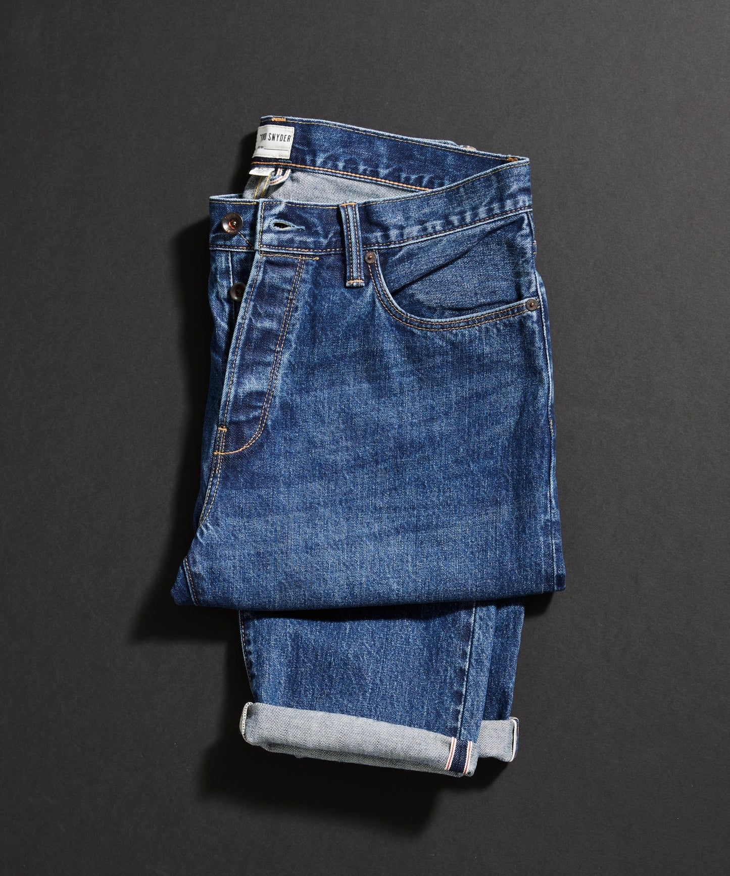 Straight Fit Selvedge Jean in Mid-Blue Wash